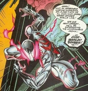Joe Wade as the evil cybernetic Scarlet Spider. Art by .