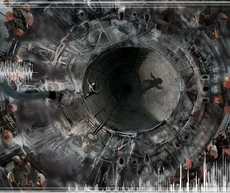 Женщина прыгает в воронку отходов