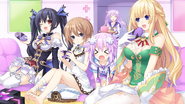 Nepgear bringing snacks to Neptune and the others