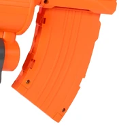 The banana clip loaded into a Demolisher. This image shows the half-clear prototype of the clip.