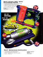 Listings for the PowerClip and Ballzooka MP150 in the Hasbro catalog.