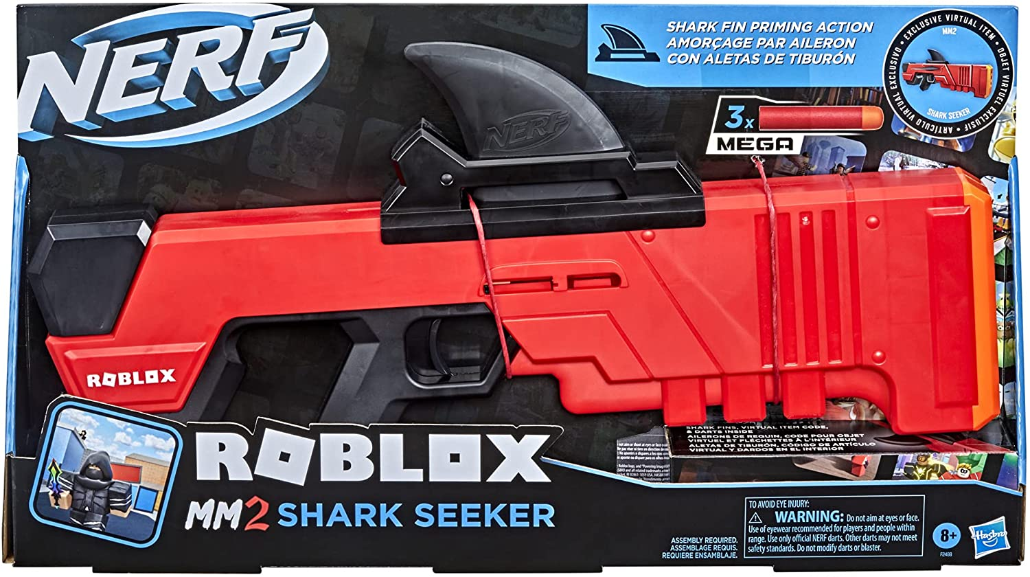 Nerf Roblox MM2 Shark Seeker Dart Blaster (Virtual CODE AND AMMO NOT  INCLUDED)