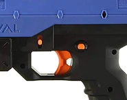 A push-button safety, as seen on the Artemis XVII-3000.