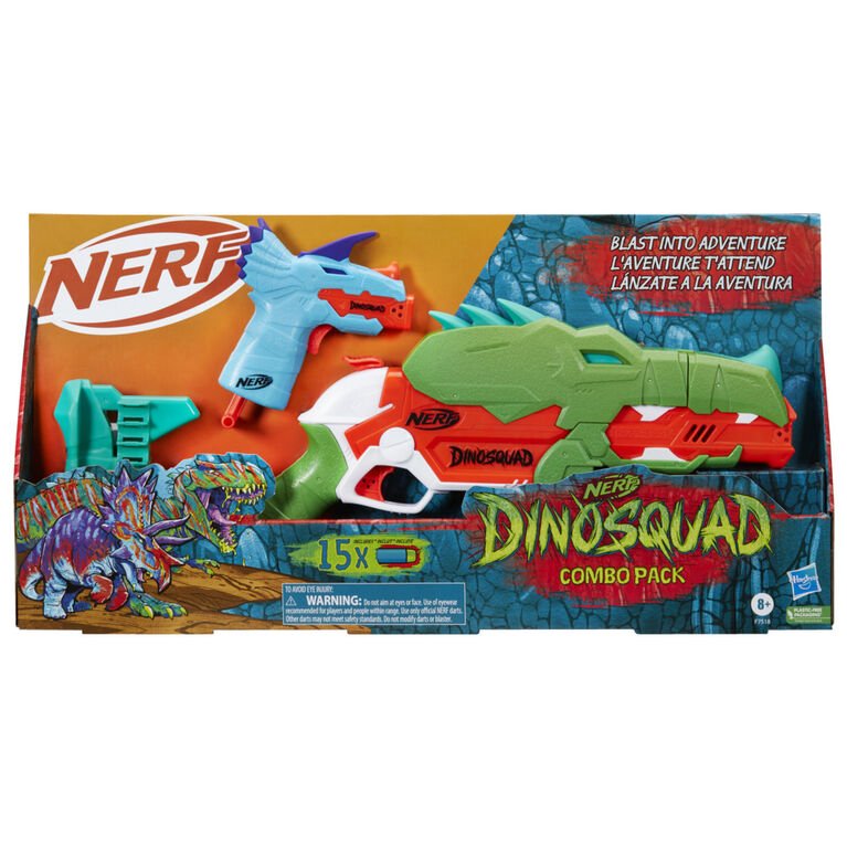 New Nerf DinoSquad Dino-Clash Pack Dual Dino Action Tricera-Blast Nerf Gun