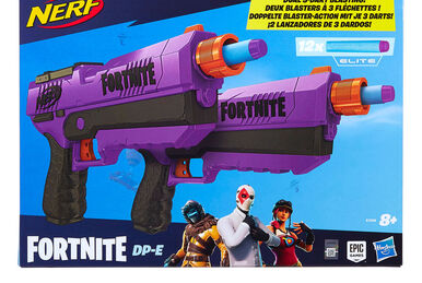 NERF Fortnite Dual Pack Includes 2 Fortnite Blasters, Flint-Knock Dart  Blaster, LP Dart Blaster, and 6 Nerf Elite Foam Darts