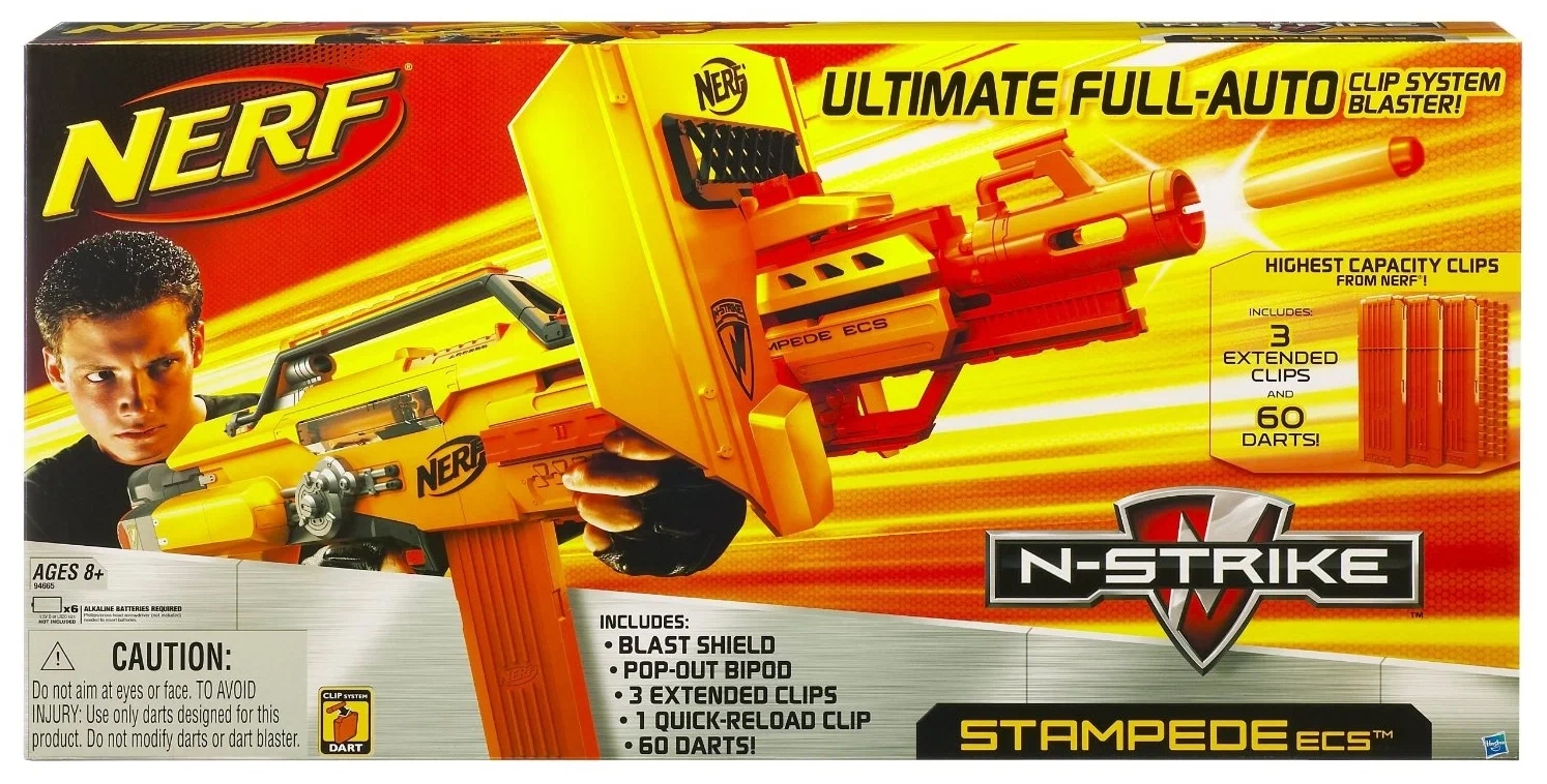 Nerf Blaster N-Force Longshot CS-6 Recon CS-6 Hasbro Yellow 18 Dart Clip 