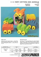 A catalog listing for Nerf Animal and Nerf Critter products.