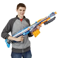 A model holding the Sonic ICE Centurion.