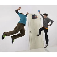 Two models playing with the Cyber Hoop.