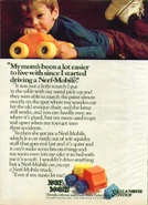 A 1974 advertisement featuring the Nerf-Mobile line.