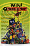An ad from 1995 featuring the majority of the 1995 Nerf line.