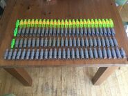 Top views of the four variations of the twenty-five dart belt.