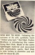 An ad from 1970 featuring the Nerf Disk.