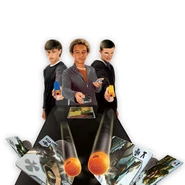 A group of models playing with the Quick Blast Game.