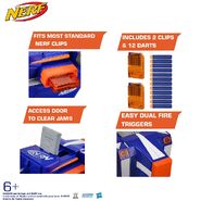 Functions of the Rapid Fire Blaster Scooter. The diagram implies that the blaster comes with two N-Strike Elite six dart clips, however, its clips are completely different.