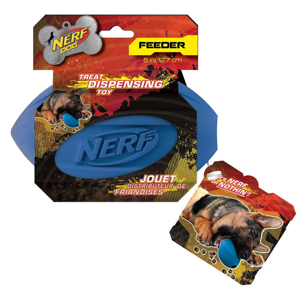 NERF DOG Feeder Football Dog Toy, 2 count 