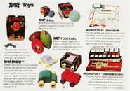Listings for the Nerf-Mobile series, Football, Nerf Ball, Nerfoop, and Super Nerf Ball in the Parker Brothers catalog.