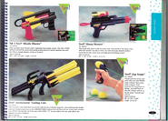 The Arrowstorm, NB-1 Missile Blaster, Sharpshooter, and ZapSnaps as featured in the 1993 Kenner catalog.