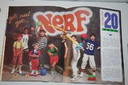 A Nerf 20th Anniversary spread in a 1990 product catalog.