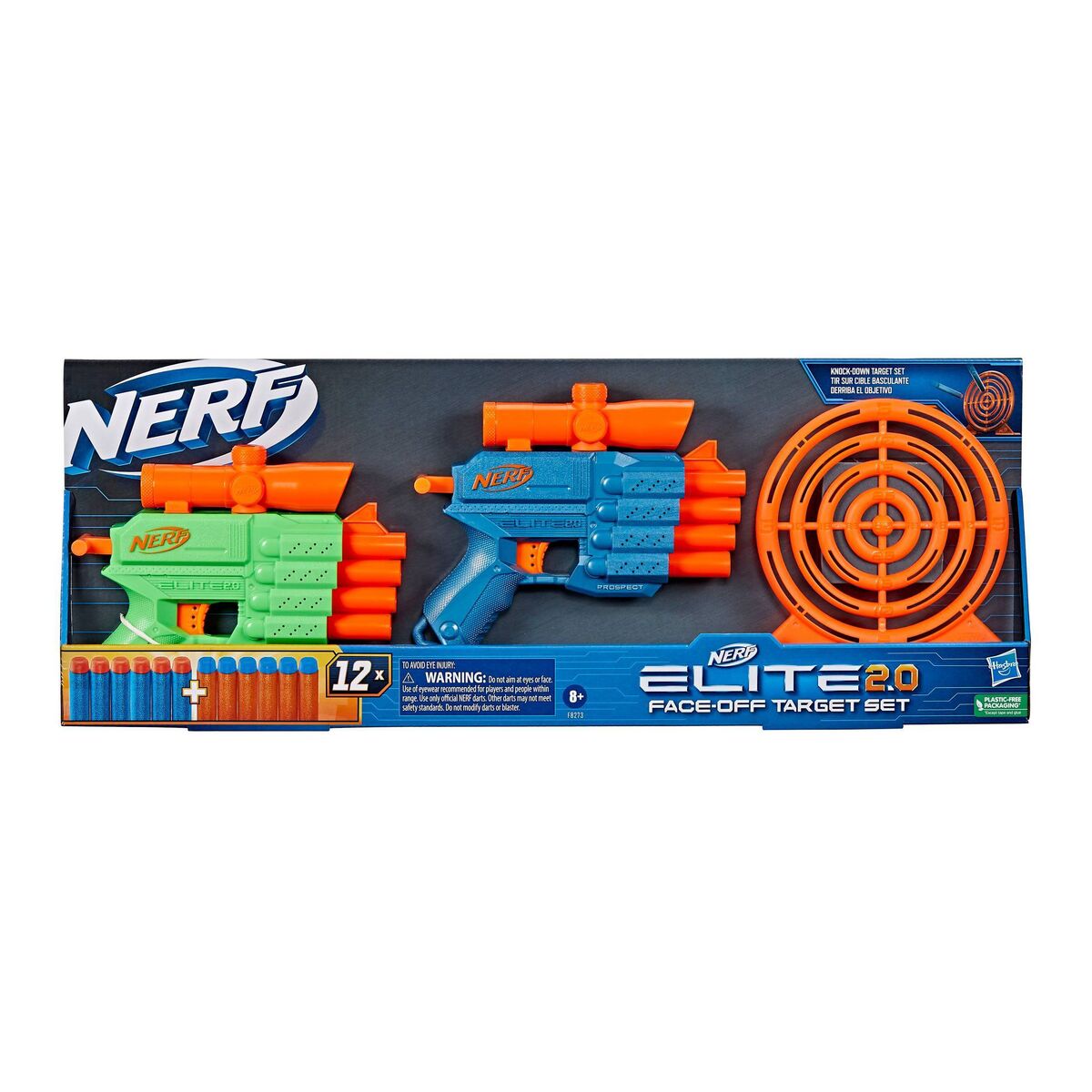 Nerf Elite 2.0 Face Off Target Set, inclut 2 blasters à fléchette, cible et  12 fléchettes Nerf Elite