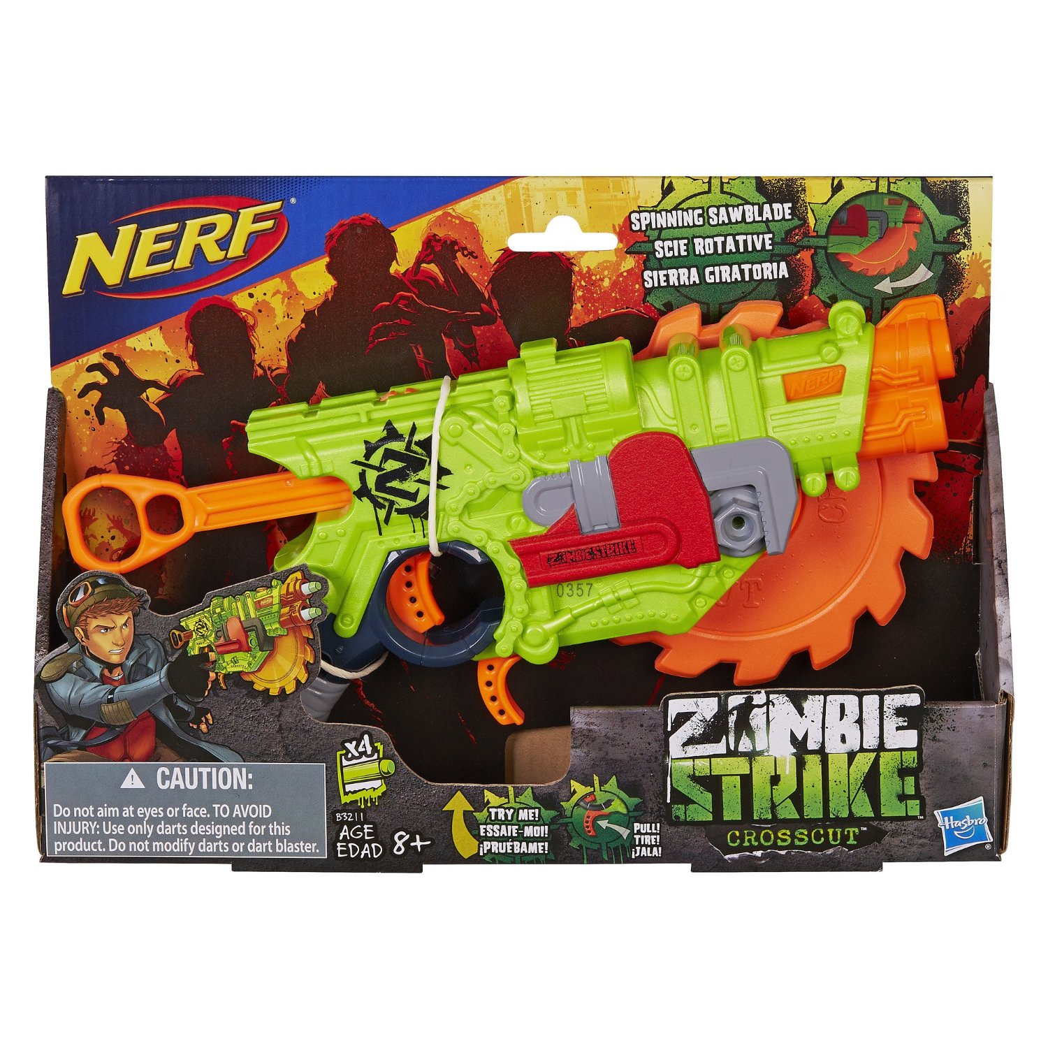 Nerf Zombie Strike Alternator Blaster, 6 Dart Capacity, 12 Official Nerf  Darts 