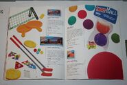 Listings for the Ping Pong set, Indoor Golf, Nerf Ball, and Super Nerf Ball from a 1990 catalog.