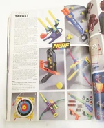 Listings for the Bow 'n' Arrow, Master Blaster, Slingshot, and Missile Launcher from a 1992 catalog.