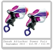 A nearly-finalized image of the Power Pair set, featuring two of the same color of Sneak Attacker.