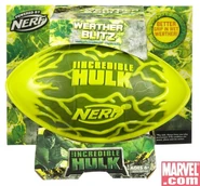 The packaging for the Incredible Hulk Weather Blitz Football.