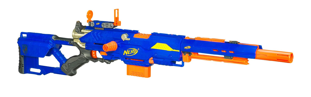 used NERF Yellow barrel extension Nstrike Elite recon sniper rifle gun long 