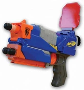 The Nerf N-Strike Elite blue Switch Shot EX-3 with its flip-up Red Reveal accessory.