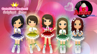 Eve, Ly, Ayaka, Nima y Eri usando el uniforme "LoveStory v 1.1" (Versión de las Eggs, variante sin chaqueta) en el segundo single original "Si de Amor se trata..."