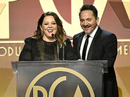 Melissa McCarthy and Ben Falcone speak onstage during the 31st Annual Producers Guild Awards.