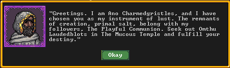 Deity making an appearance if the chosen adventurer in Adventure Mode is a "chosen hero".