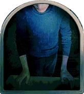 The Protagonist looking at himself in the mirror