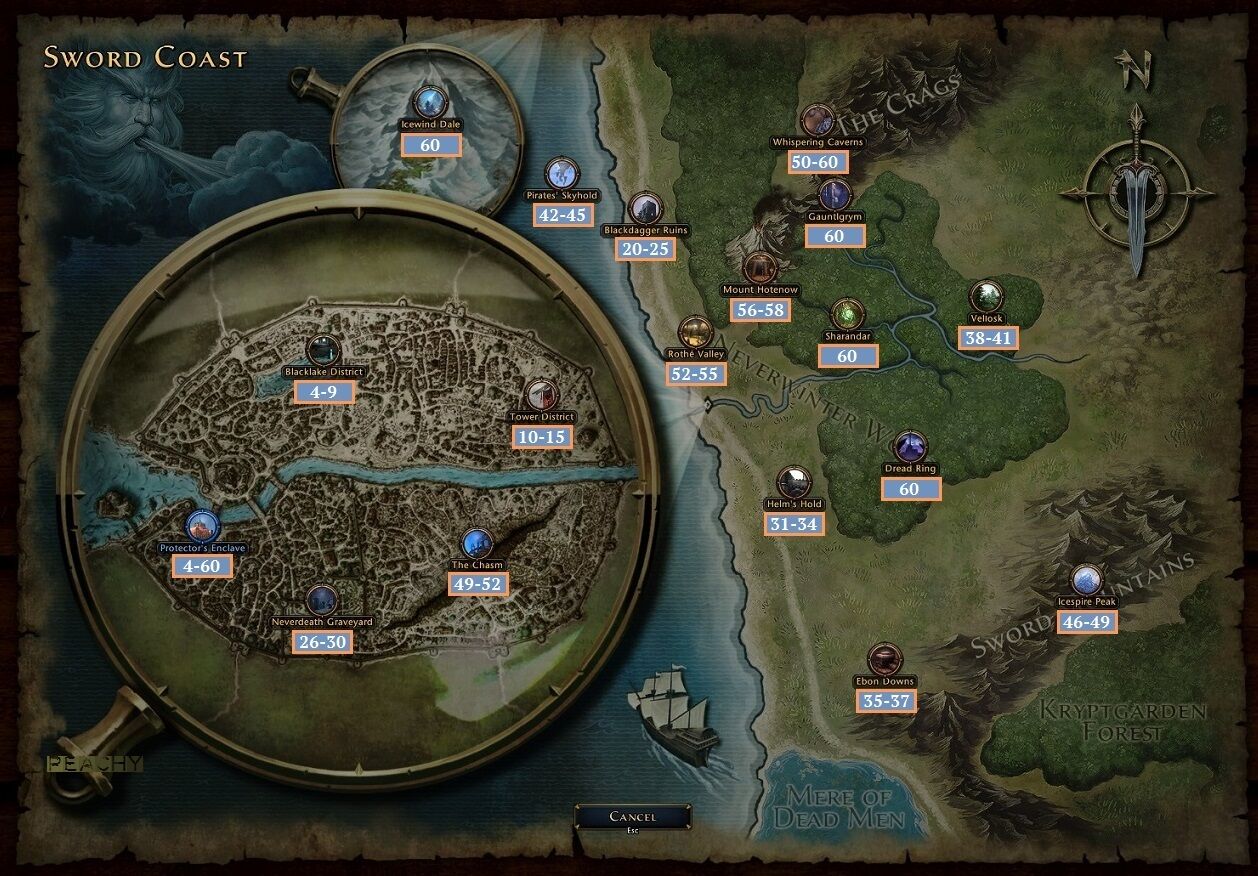 Map Of Neverwinter Region World Map - Official Neverwinter Wiki