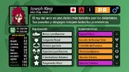 Perfil de jugador, en este caso Joseph King.