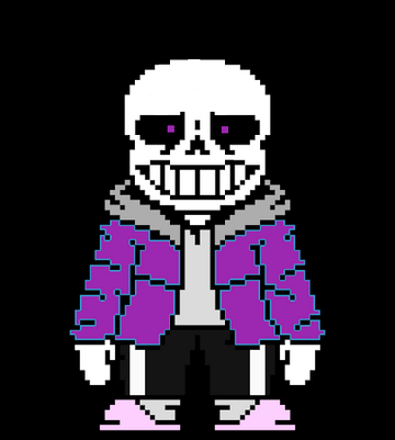 The first battle between Sans and Karsu, now illustrated in pixel