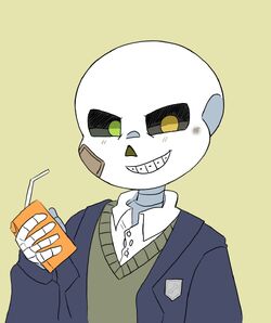 First Day, Two friends, High School Love (AU Sans/Papyrus X Male! Reader)