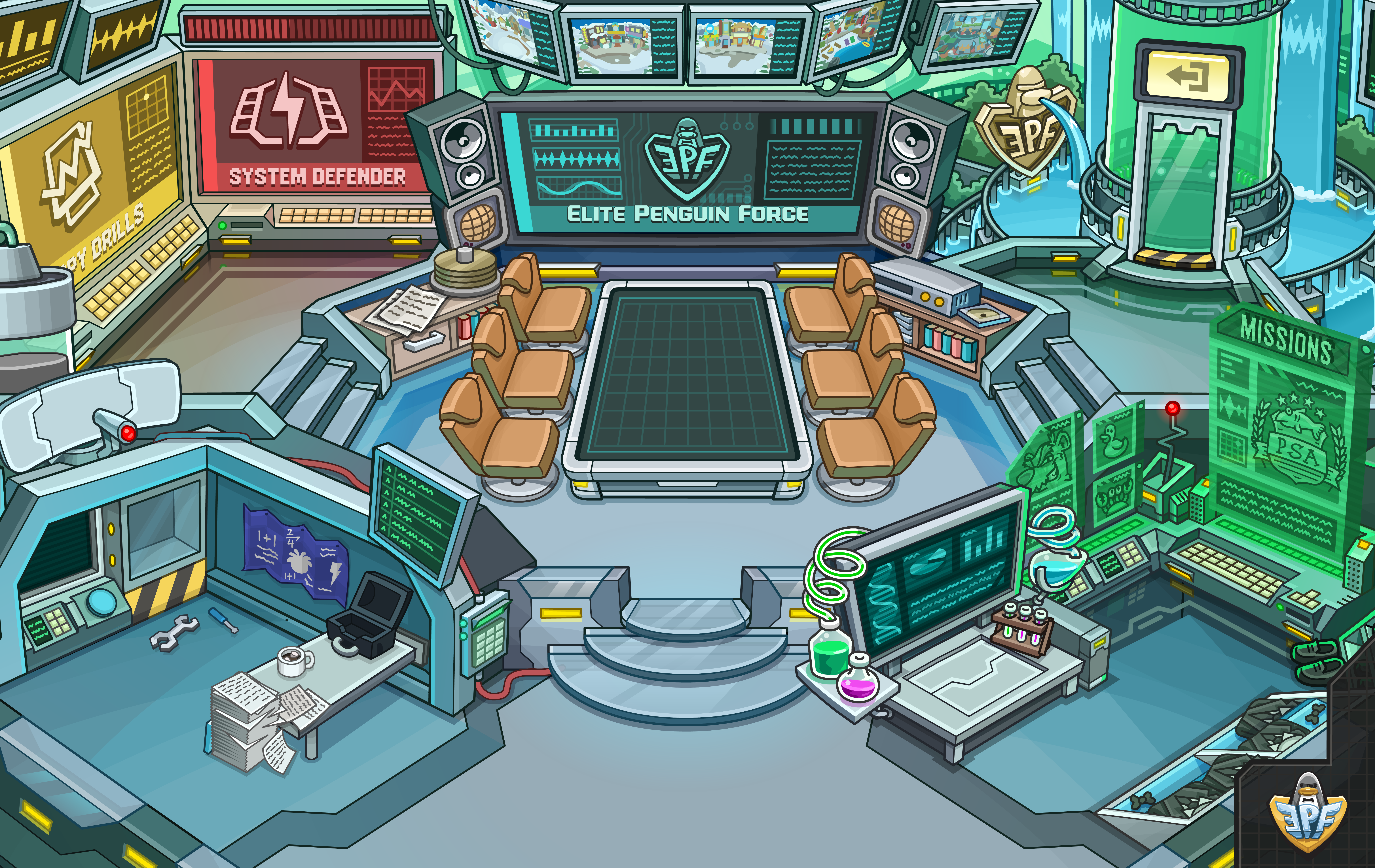 EPF Command Room  Club penguin, Penguins, Penguin room