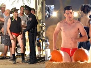 Schmidt in "Magic Mike" costume (BTS)