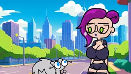 Neurotically Yours 'Bits' uses simplified visuals and AI-generated backgrounds.