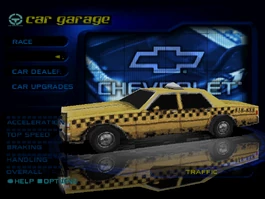 Traffic Caprice Cab in the garage.png (148 KB) Need for Speed: High Stakes Taxi (Traffic) (PlayStation)