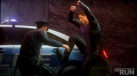 Rourke fighting a police officer.