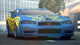 Nissan Skyline GT-R (R34) with Zarinah's yellow and black livery (Need for Speed: Nitro)