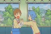 Yukko and Mio play a Push sumo.