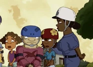 Officer Shirley scolding the kids doing reckless activities.