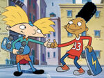 Arnold and Gerald with skateboards