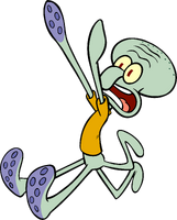 Squidward running away