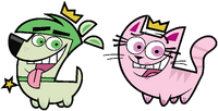 Wanda as a cat and Cosmo as a dog